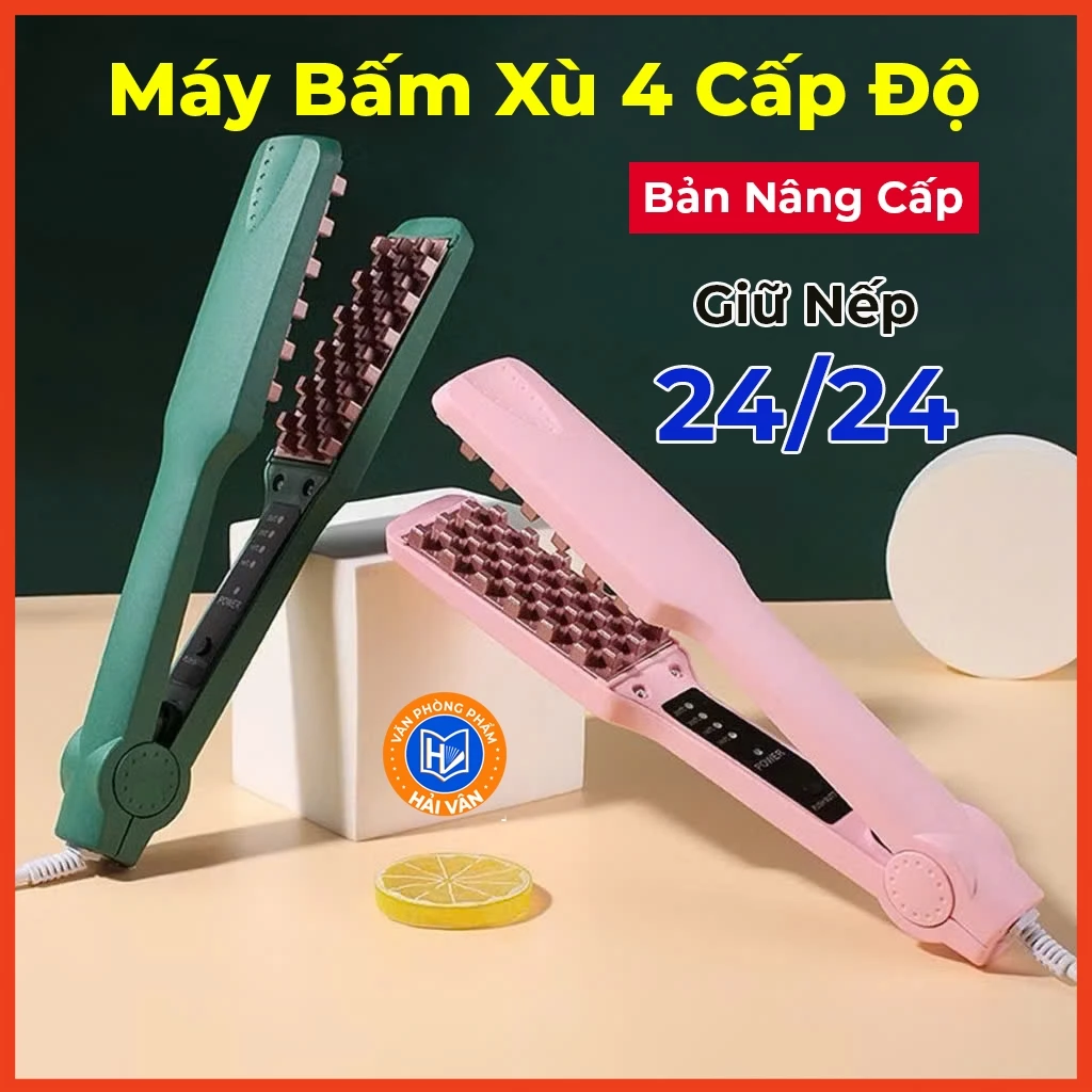 Máy dập phồng chân tóc vuông, máy dập xù 4 cấp độ nhiệt  bảo hành 12 tháng điều chỉnh nhiệt độ thông minh