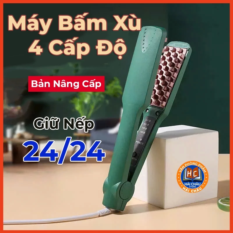 Máy dập xù 4 cấp độ dập phồng chân tóc vuông,  nhiệt điều chỉnh nhiệt độ thông minh bảo hành 12 tháng
