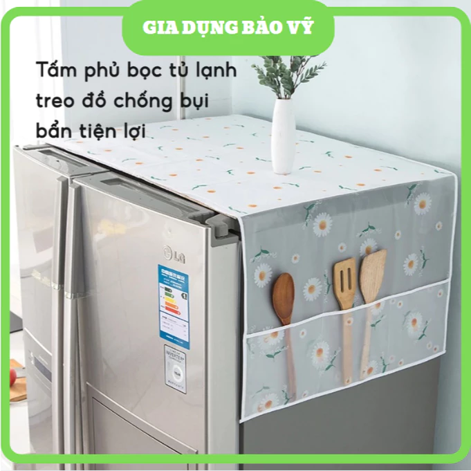 Tấm Phủ Tủ Lạnh Máy Giặt Có Ngăn Để Đồ Tấm Khăn Che Tủ Lạnh Chống Bụi Chống Thấm Nước - BV92