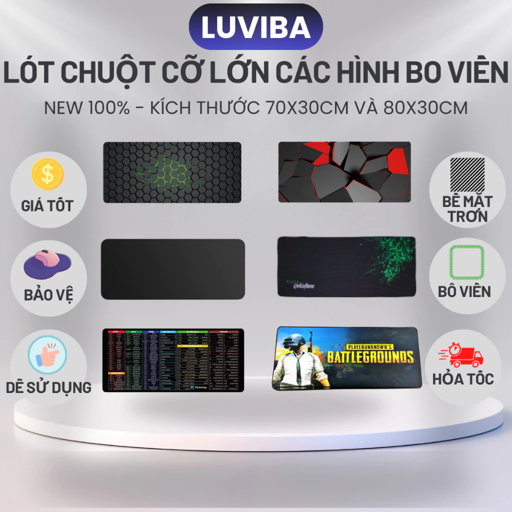 Lót chuột cỡ lớn anime phím tắt máy tính gaming cute one piece dày marvel doremon LUVIBA LC80