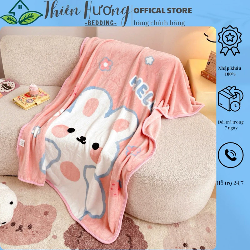 Chăn cho bé đi học , Chăn tuyết nhung trẻ em mềm mịn kích thước 1mx1m4 - Thiên Hương bedding