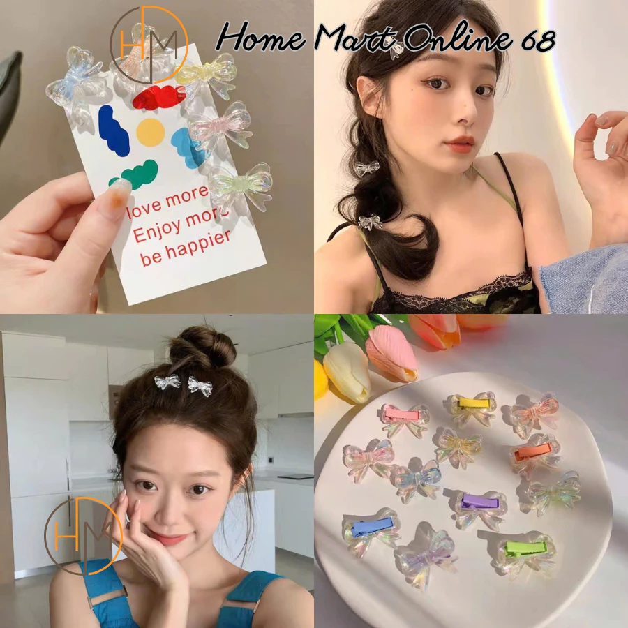 HM64149 Kẹp Tóc Nơ Nhựa Acrylic Đáng Yêu Cho Bé Gái HM68