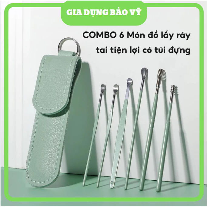 SET 6 Dụng Cụ Lấy Ráy Tai Bằng Thép Không Gỉ JYoohome Kèm Hộp Đựng, Que Lấy Ráy Tai Tiện Lợi - BV96