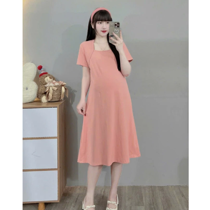 Đủ size đến 100kg.Váy bầu,đầm bầu chất cotton dáng suông