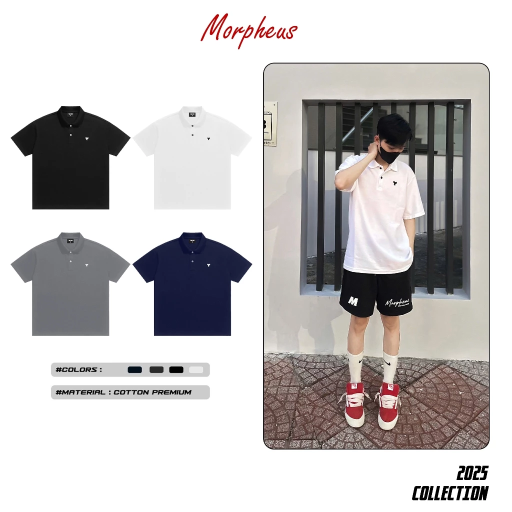 Áo Polo Thêu Nam Nữ Local Brand Morpheus Basic Cotton 100%, Form rộng, Oversize, Áo Polo Logo Thêu