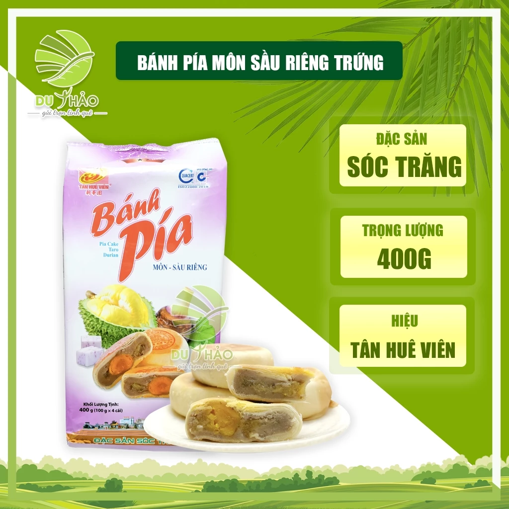 Bánh pía khoai môn sầu riêng 1 trứng 400gr Tân Huê Viên, bánh pía môn Sóc Trăng