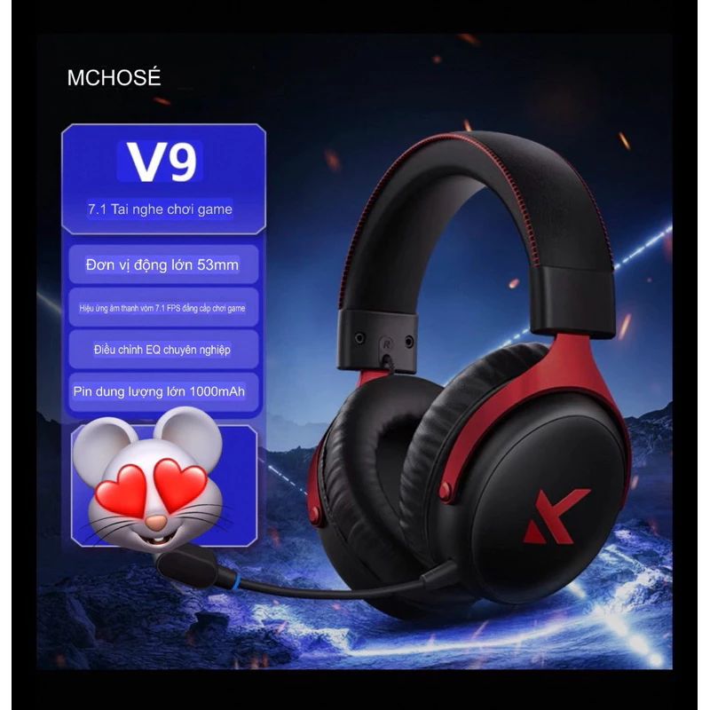 Tai nghe Gaming Mchose V9/V9 Pro ( Clone Hyperx Cloud 3 Wireless - Tai nghe Wired/Wireless/Bluetooth - Âm thanh 7.1