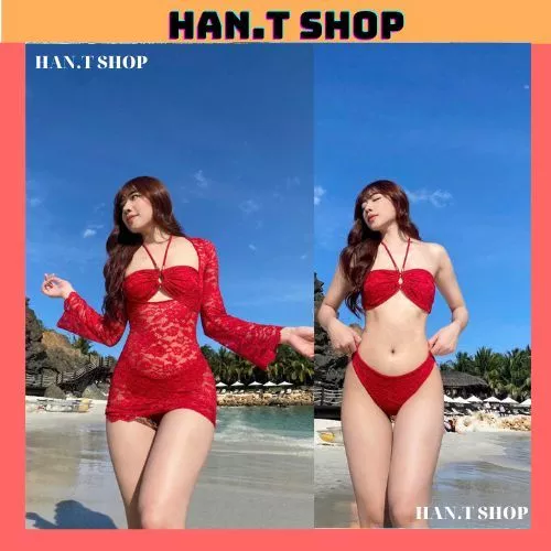 Ms 008 set 3 mảnh ren Xuyên Thấu, BiKiNi  phối ren khoen, hàng cao cấp