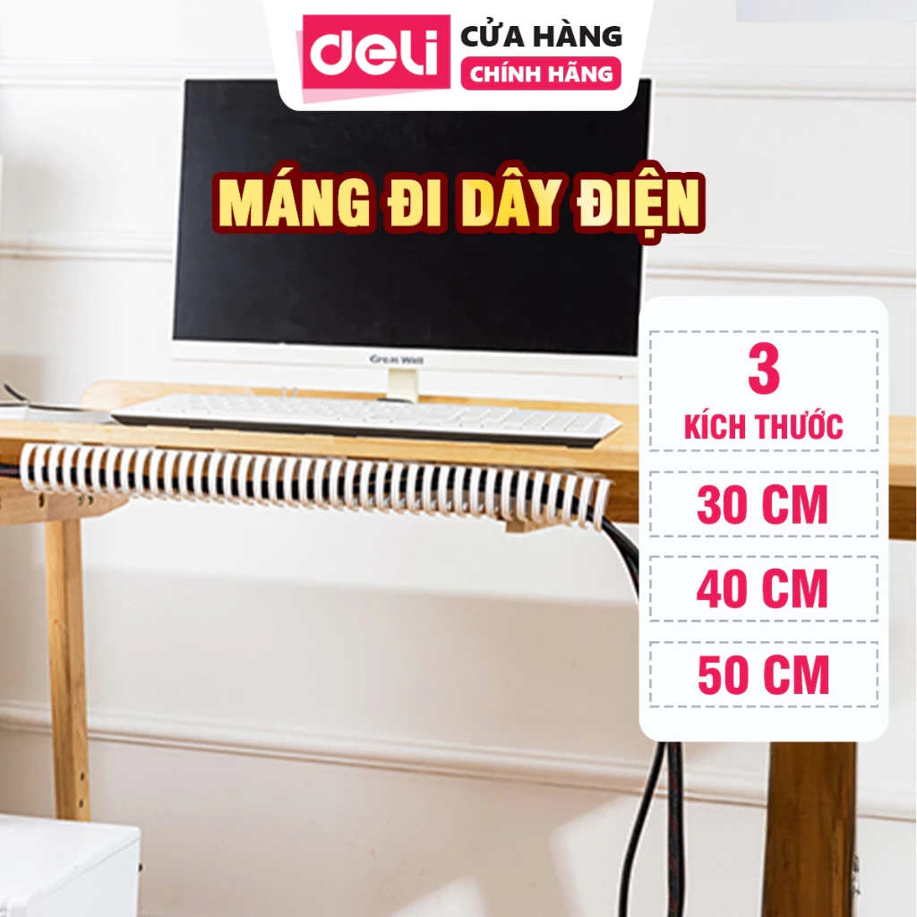 [SALE] Máng Đi Dây Điện Gầm Bàn 3 Kích Thước Dính Siêu Chắc Tiết Kiệm Không Gian, Gọn Gàng Nhựa PC Dẻo Dễ Sử Dụng