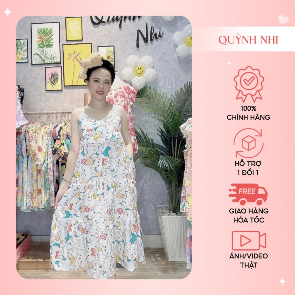 VAY14_ĐẦM MẶC NHÀ, ĐẦM TOLE LANH 2 DÂY PHỐI BÈO NGỰC, SIZE 40-85KG