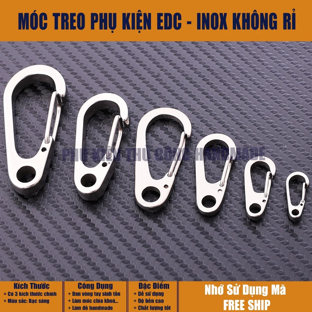 Móc khóa, móc treo phụ kiện EDC inox 304