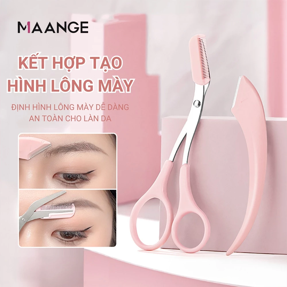 MAANGE Bộ 3 Dụng Cụ Cắt Tỉa Lông Mày Chuyên Nghiệp Với Kéo Và Lưỡi Dao Cạo 3051