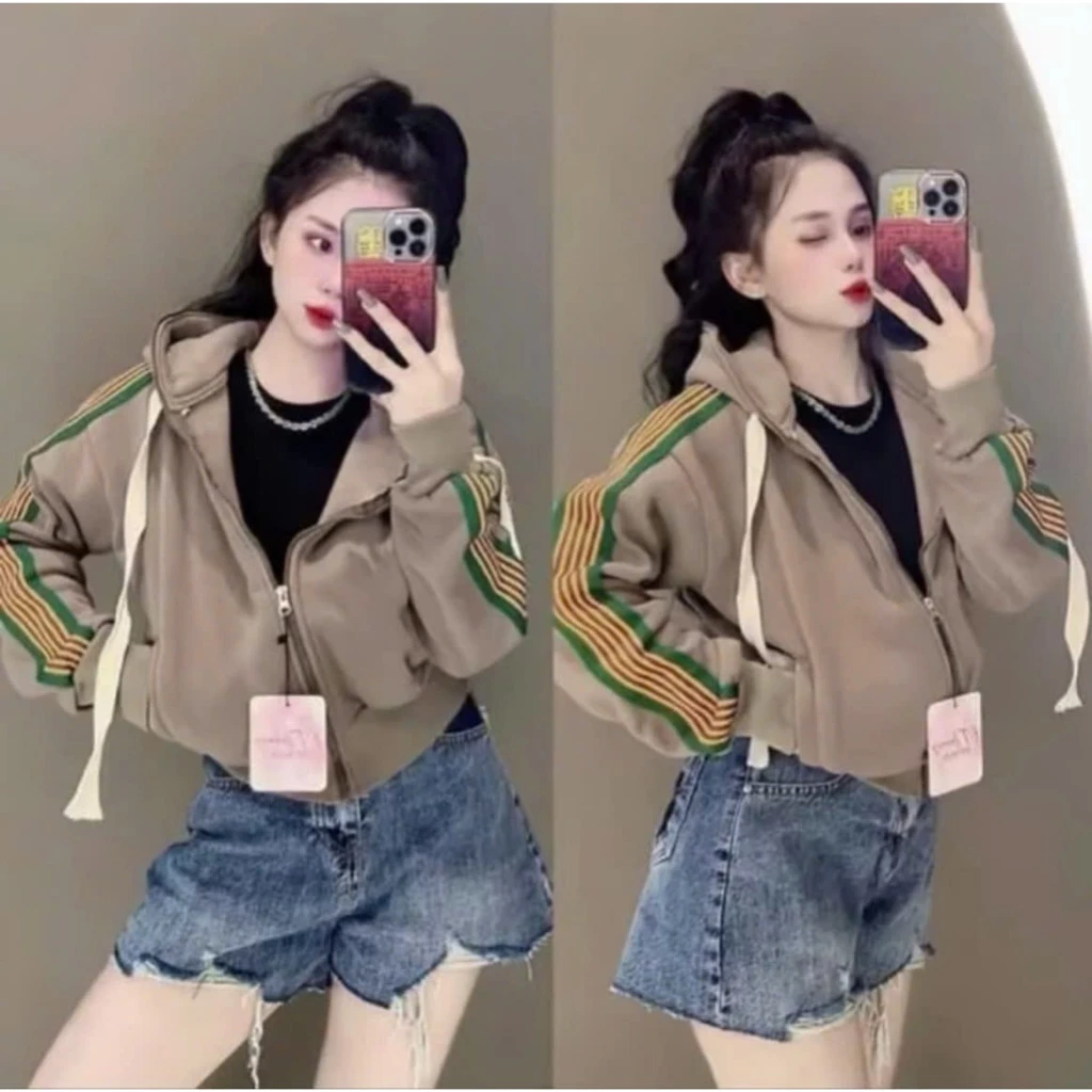 Áo Khoác Nỉ SỌC TO Nón RỘNG như hình PHÙ HỢP THỜI TRANG