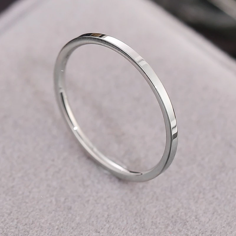 Nhẫn thép titan Châu Âu và Mỹ nhẫn trơn nữ không phai màu nhẫn thép không gỉ thiết kế Kuu Clothes - Nhẫn Needle