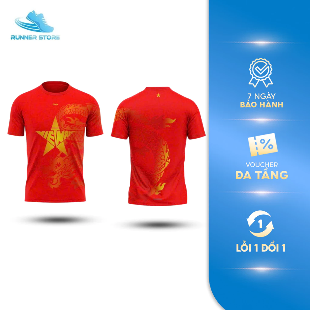 Áo thun thể thao chạy bộ nam nữ GOYA T-SHIRT DRAGON (Rồng Vàng) - thoáng mát, co giãn 4 chiều