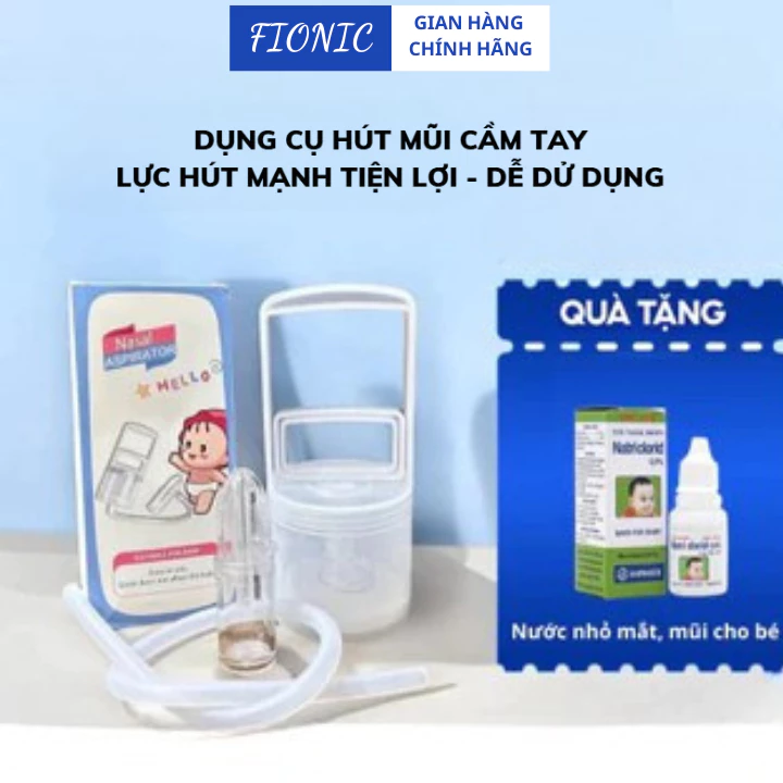 Dụng Cụ Hút Mũi Cho Bé Kéo Tay Thế Hệ Mới, Lực Hút Mạnh, Nhựa Nguyên Sinh An Toàn FIONIC