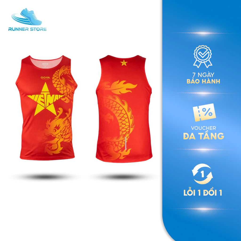 Áo thun thể thao chạy bộ nam nữ GOYA DRAGON (Rồng Vàng) -  Siêu nhẹ, nhanh khô, co giãn 4 chiều