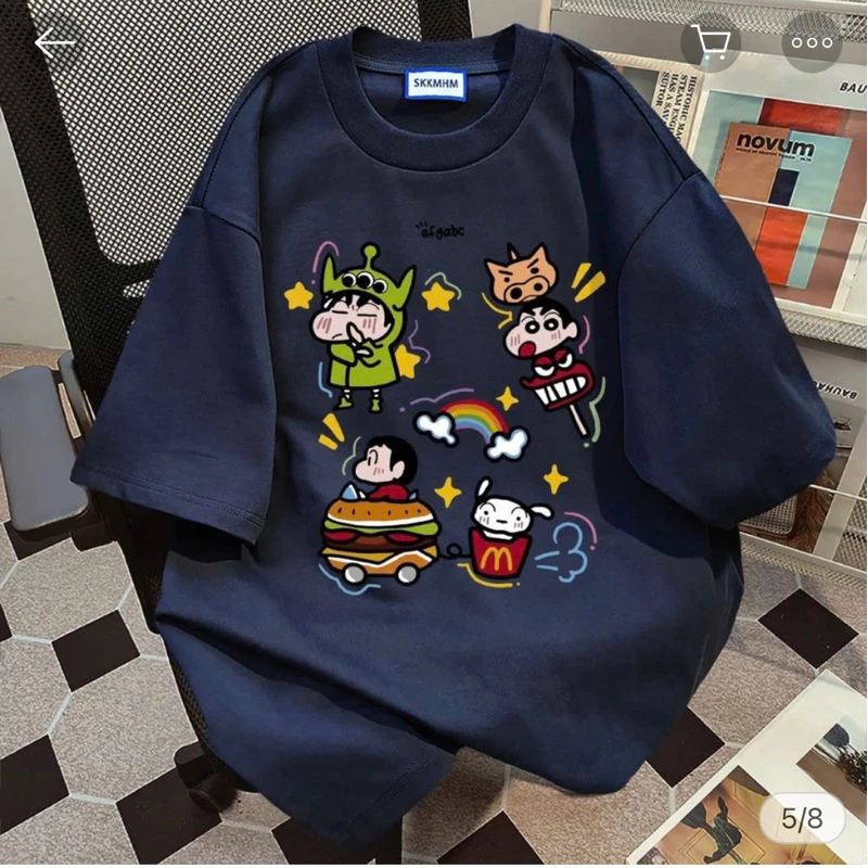 Áo phông thun nam nữ in hình hoạt hình shin cute frend