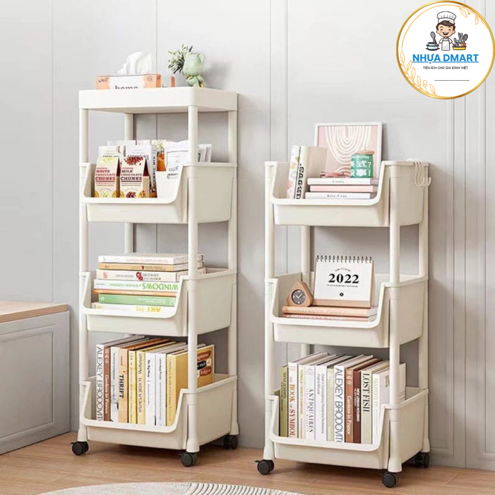 kệ để đồ taiwan decor nhà cửa, đựng đồ nhà bếp, nhà tắm đa năng, kệ để sách nhựa cao cấp 4216