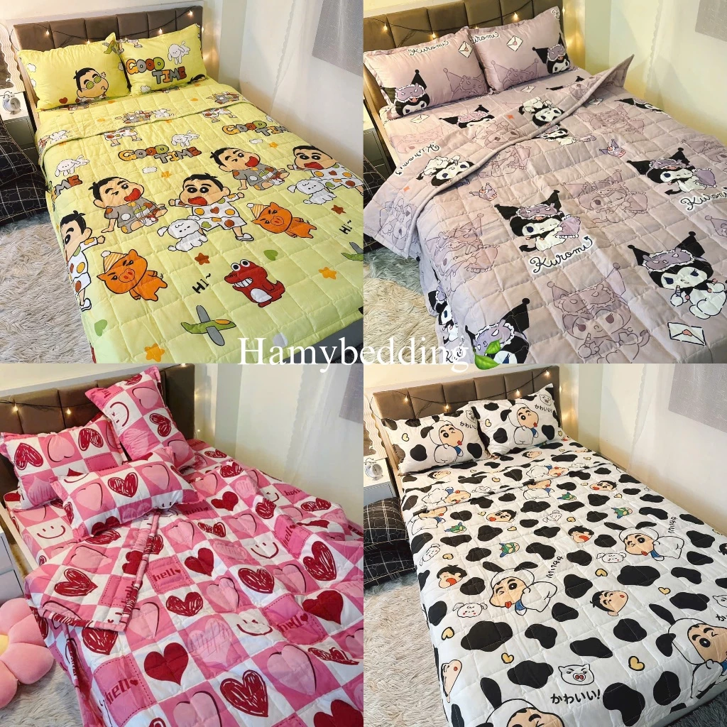 Bộ 5 món chăn hè ga gối cotton poly  - nhiều mẫu lựa chọn