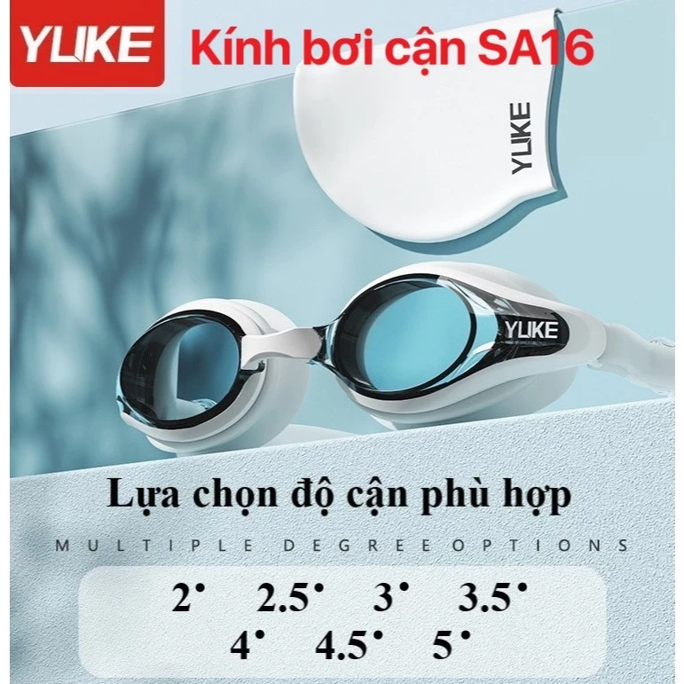 Kính bơi cận người lớn YUKE-SA16, chống sương, độ cận từ 2-5 độ/ Nhập khẩu chính hãng