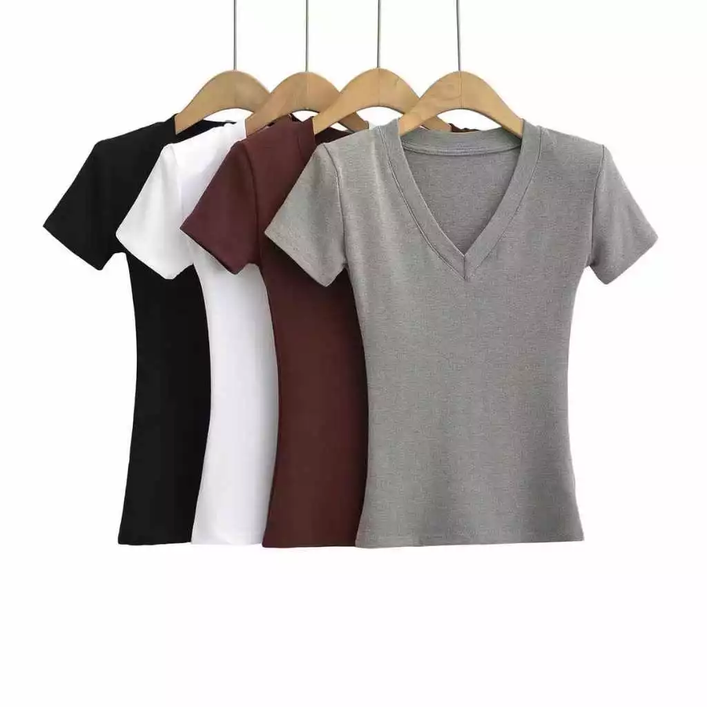[COTTON MỊN] Áo Cộc Tay Cổ Tim chất Cotton Mịn mặc mềm Mát , Co Giãn , Thấm hút mồ hôi_998