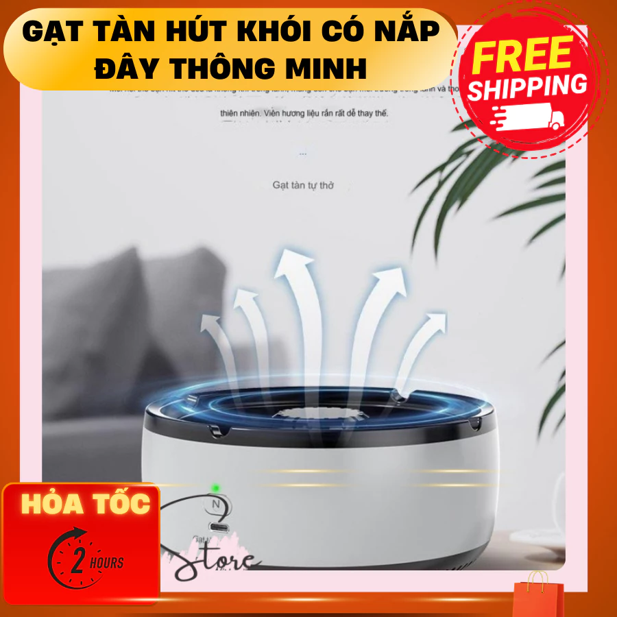 Gạt Tàn Thông Minh Có Nắp Đậy tích hợp lọc không khí, khử mùi cho bạn không gian mát mẻ trong lành