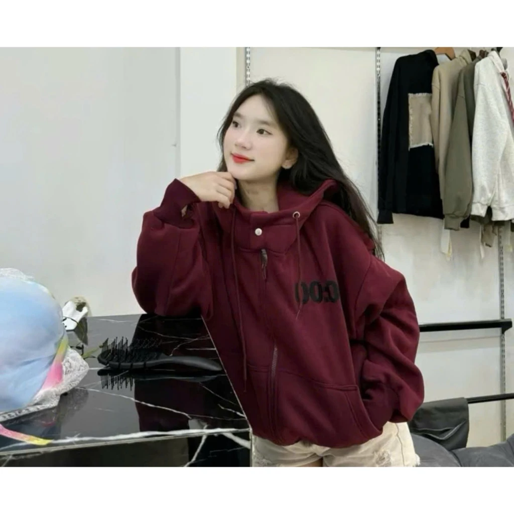 [CHÁY HÀNG] Áo Khoác Nỉ Hoodie Zip Chất Nỉ Dày Dặn, Form Boxy Có Nút Bấm, Nón To, Túi Trong Nam Nữ Mặc Đều Đẹp