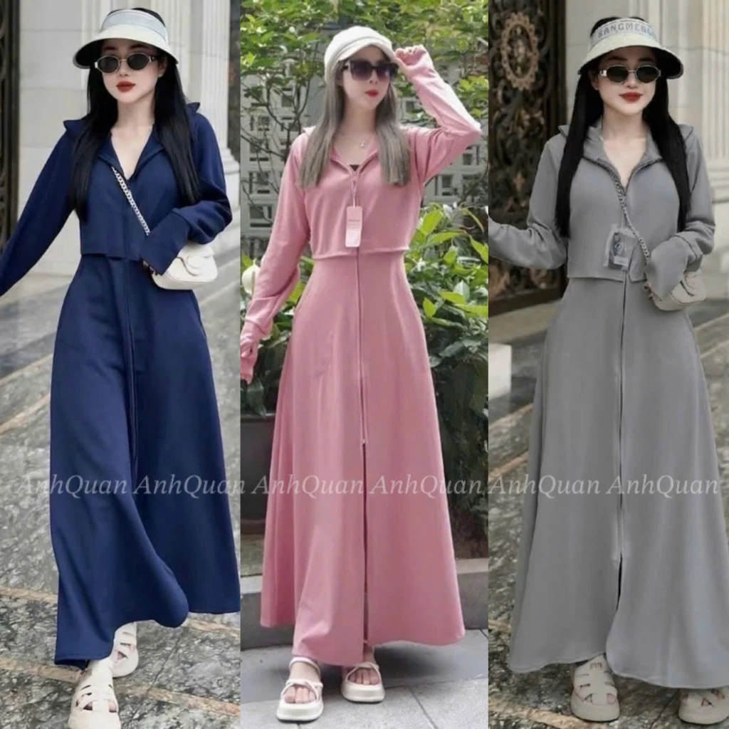 Áo Chống Nắng Toàn Thân Nữ 2 Lớp Dáng Croptop Cao Cấp Chống Tia UV Vải Umi Cotton Dày Dặn,Mềm Mịn,Co Dãn 4C