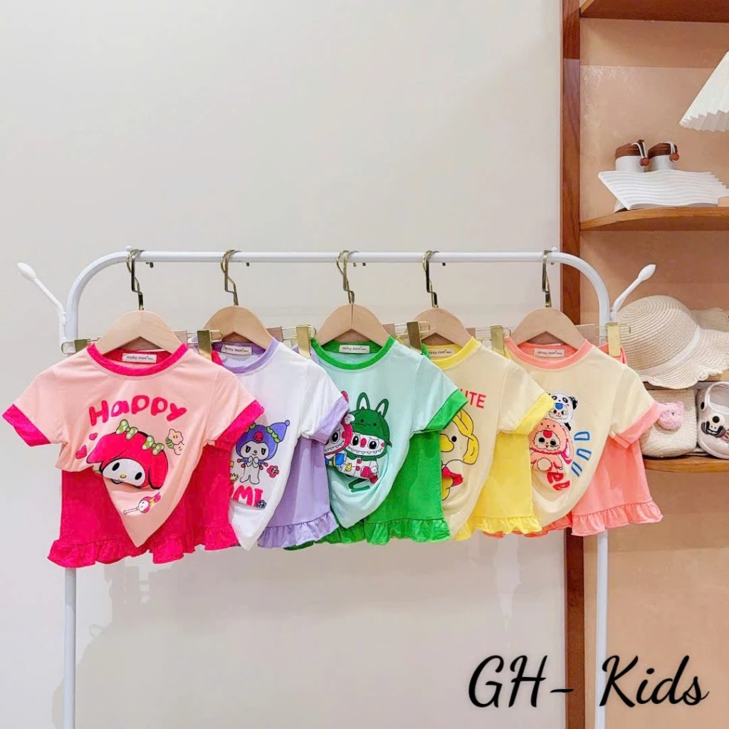 [Sale Lẻ Size ] Bộ Lửng Thun Lạnh Cho bé gái bộ Bèo Cho Bé (9-25kg) Mềm Mịn Mát Mẻ Đẹp