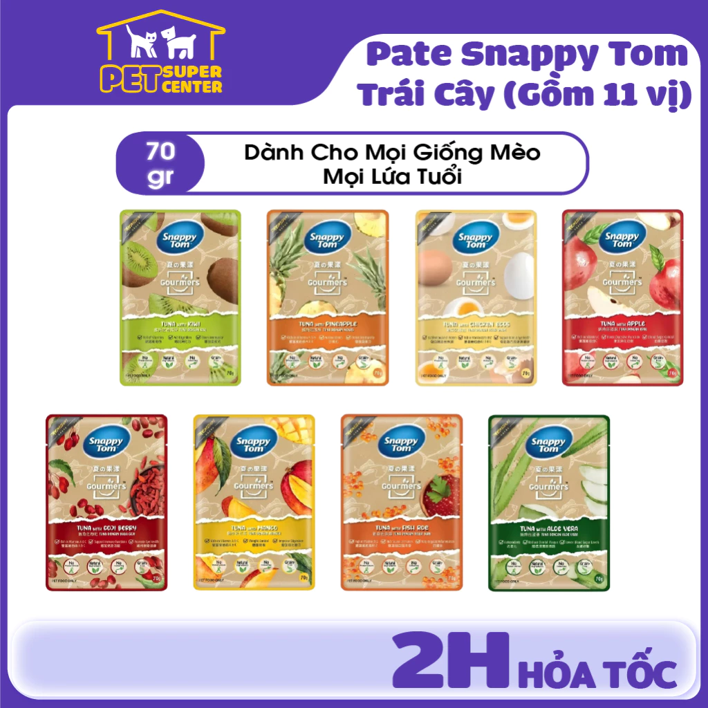 Pate Cho Mèo SNAPPY TOM Vị Trái Cây – Gói 70gr