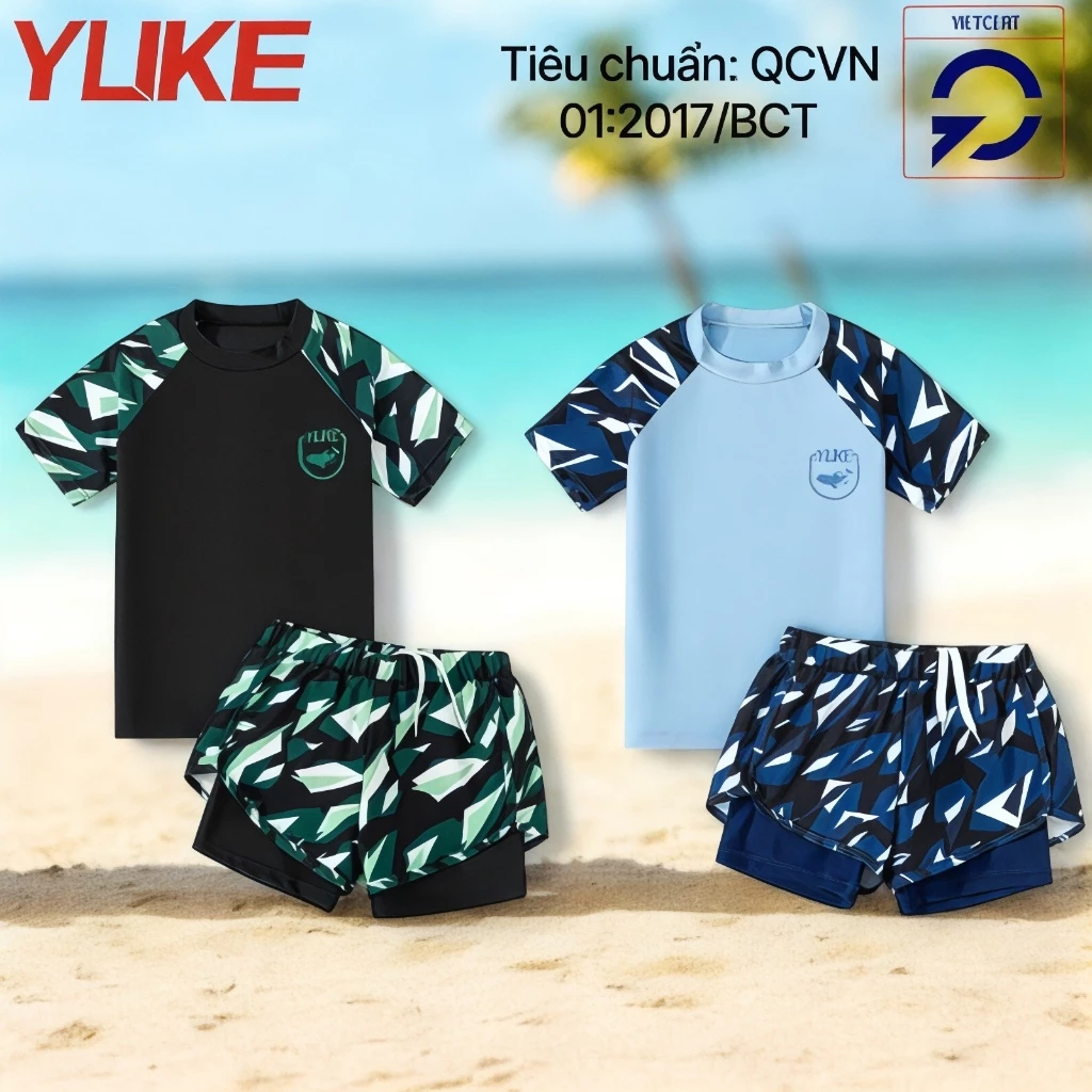 Bộ đồ bơi bé trai YUKE-1171 quần 2 lớp chống lộ/ Nhập khẩu chính hãng / Đã kiểm định chất lượng