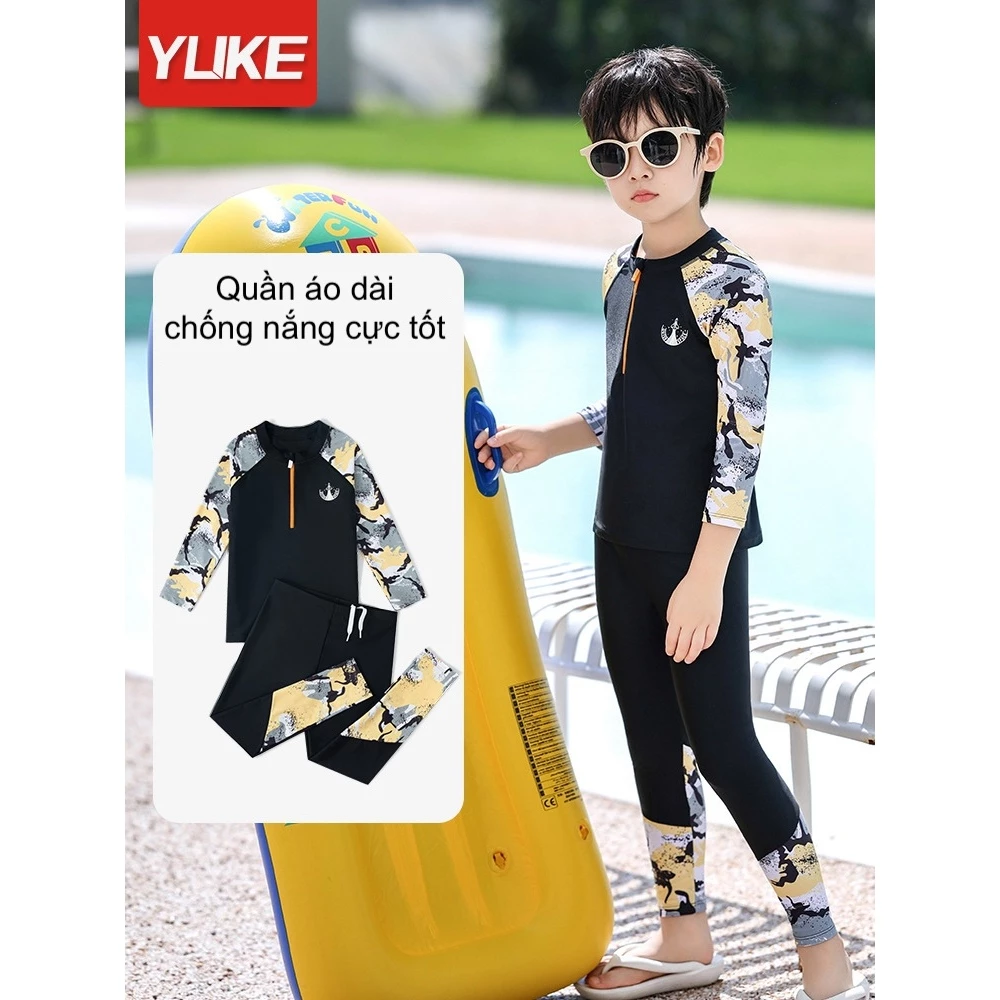 Bộ đồ bơi bé trai YUKE - YY2372, áo + quần dài, vải mềm, thoáng khí / Đã kiểm định chất lượng