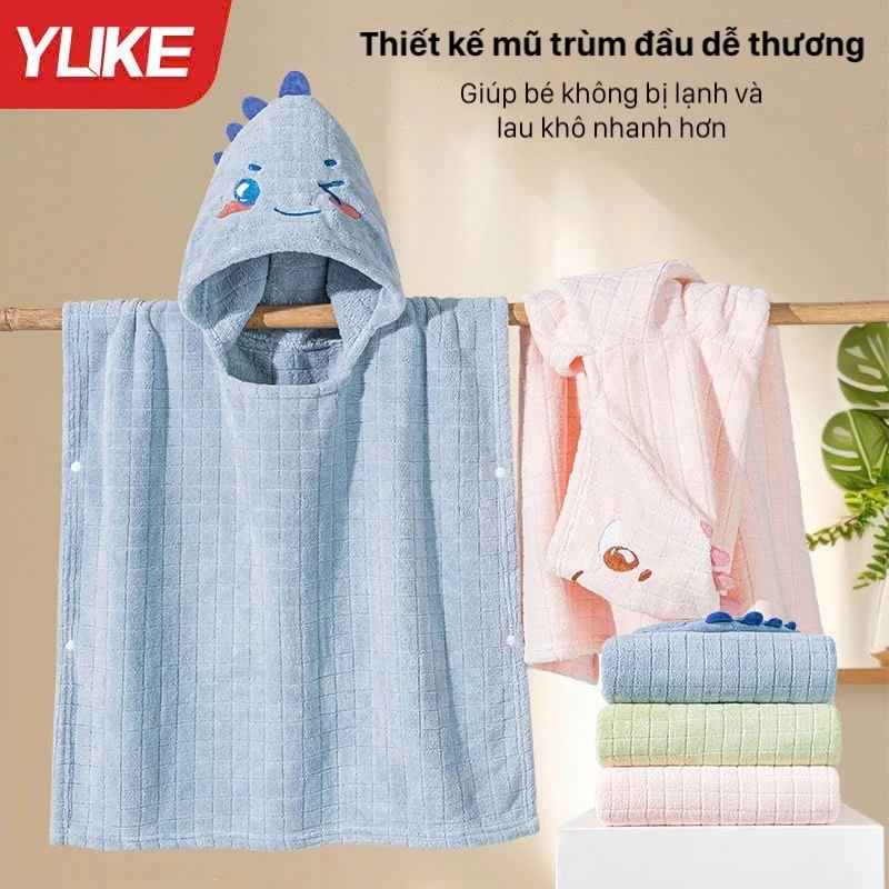 Khăn tắm, áo choàng tắm trẻ em có mũ trùm đầu YUKE 5019/ nhập khẩu chính hãng,đã kiểm tra chất lượng