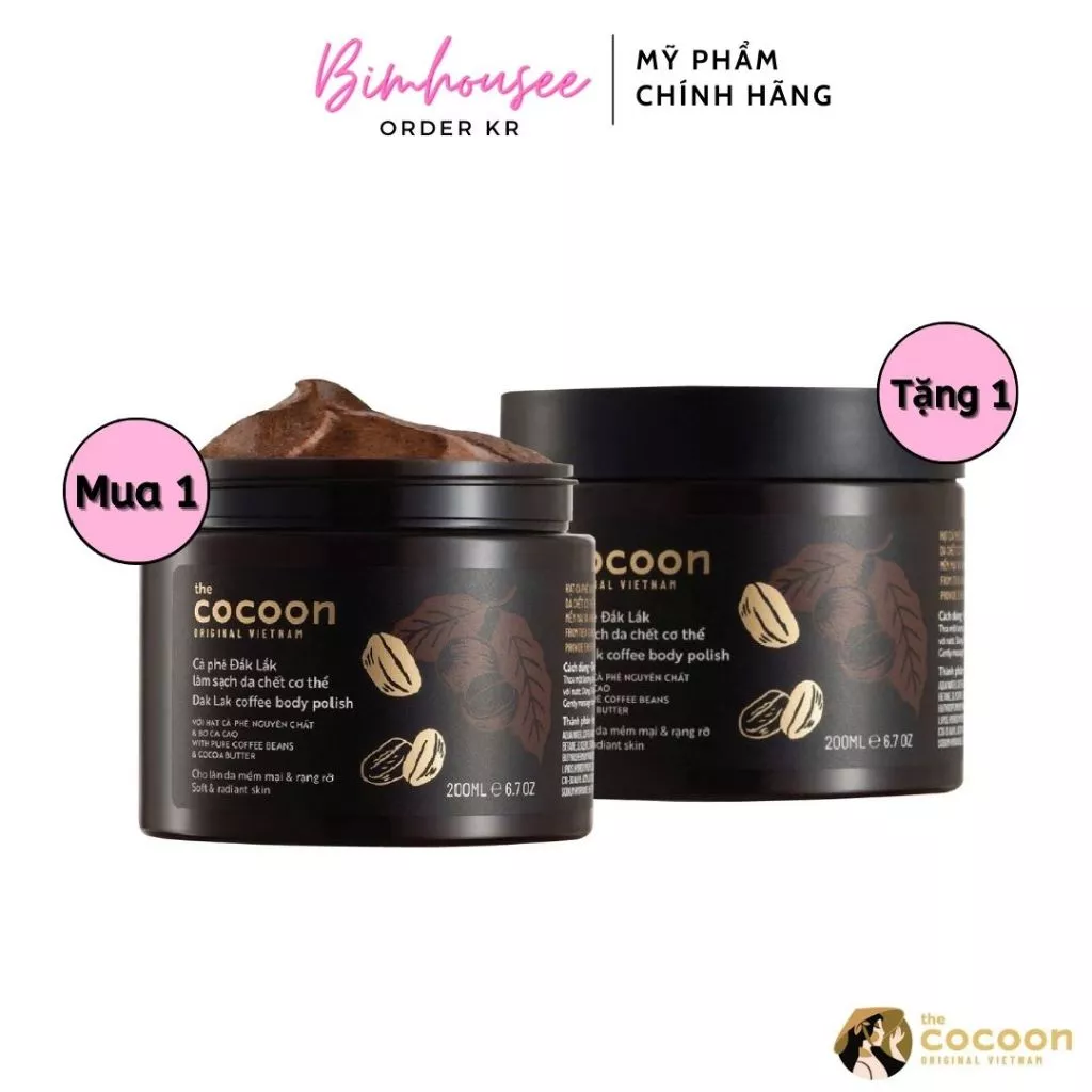 Tẩy da chết body toàn thân COCOON Cà phê Đắc Lắc làm sạch da chết body Đăk Lăk Cocoon 200ml