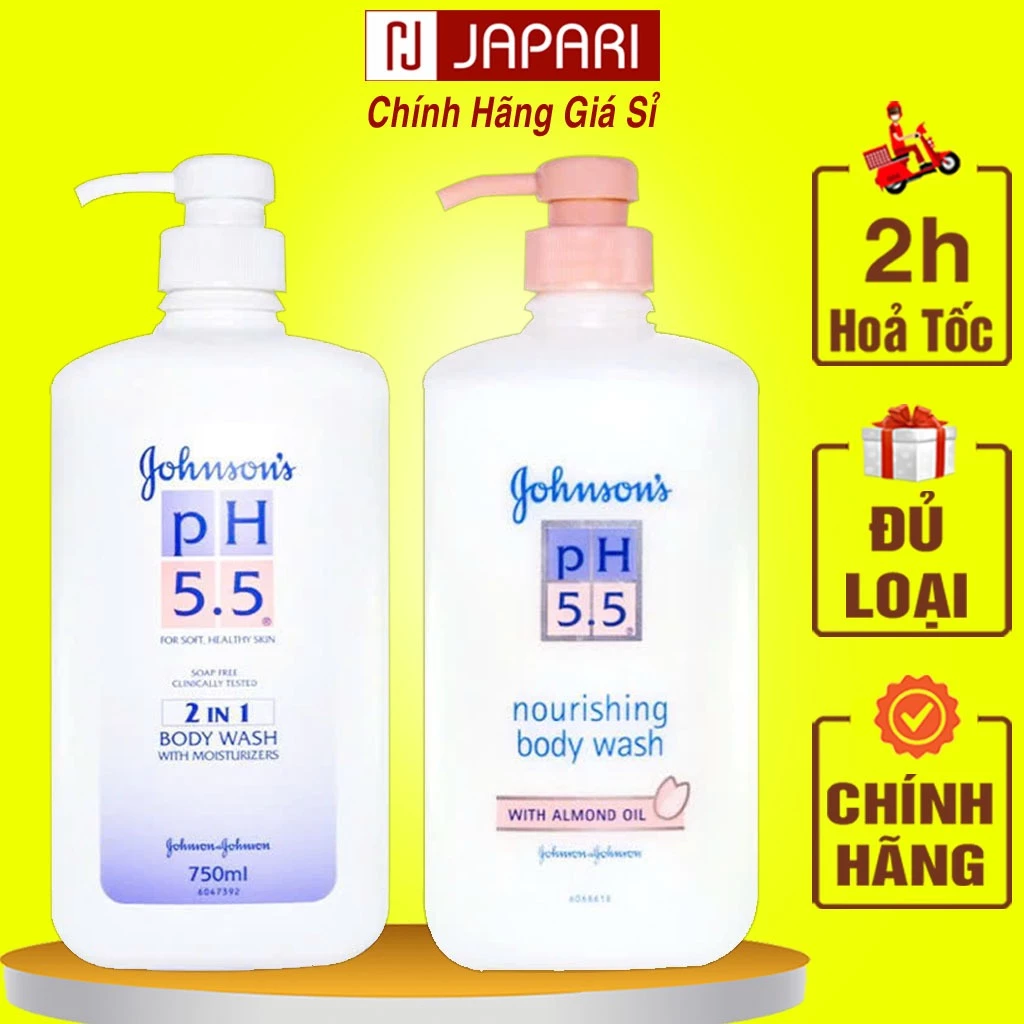 Sữa tắm Johnson's Adult PH 5.5 Dưỡng Ẩm 2in1 & Dầu Hạnh Nhân Dành Cho Người Lớn Johnson 750ml- Japari Cosmetics