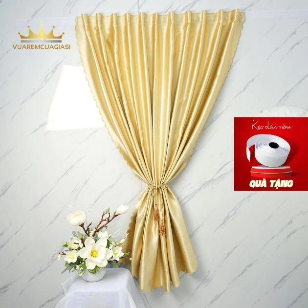 Rèm cửa dán tường, rèm cửa sổ chống nắng vàu vàng kem nhã nhặn 1 lớp vải dày chống nắng VIP17