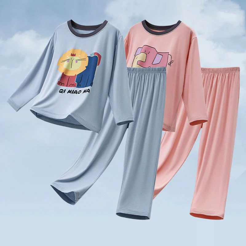 (15-55kg) Bộ Đồ Ngủ Dài Tay Nằm Điều Hòa, Máy Lạnh chất Thun Lạnh Siêu Mềm Mại co giãn tốt cho Bé Trai và Bé Gái