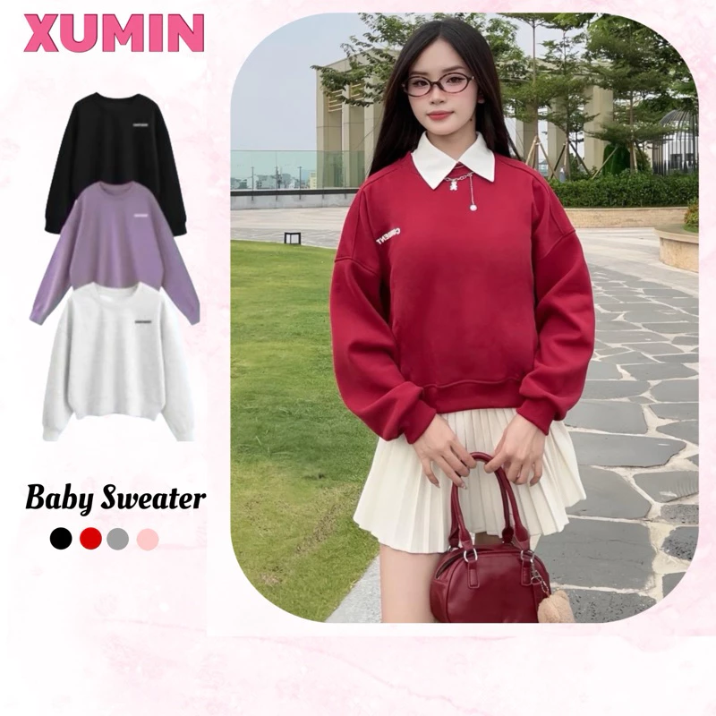 (Nỉ 2 Da) Áo Baby Sweater Xu Min Min - Nỉ 2 Da Dày Dặn, Không Đổ Lông, Dáng Boxy, Nam Nữ, In Chữ "Confident"