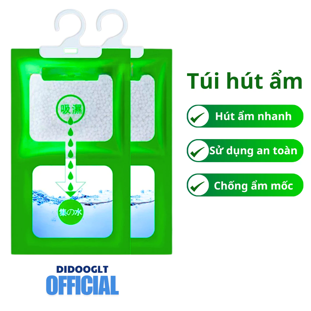 Túi hút ẩm, Gói hút ẩm quần áo 2 ngăn chống ẩm chống mốc chống nồm có móc treo hút ẩm cực tốt