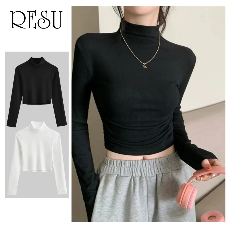 Áo Croptop Cổ Lọ Kiểu Dáng Ôm Chất Thun Lạnh Mịn Mát Ôm Body Resu