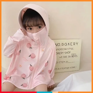 Áo Chống Nắng Cho Bé Vải Thun Lạnh,In Hình 3D Quả Đào Dễ Thương Chống Tia UV