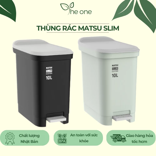 Thùng rác nhựa Slim Matsu Duy Tân 10L 15L, chất liệu từ nhựa PP ngăn mùi cao cấp, sang trọng bền màu