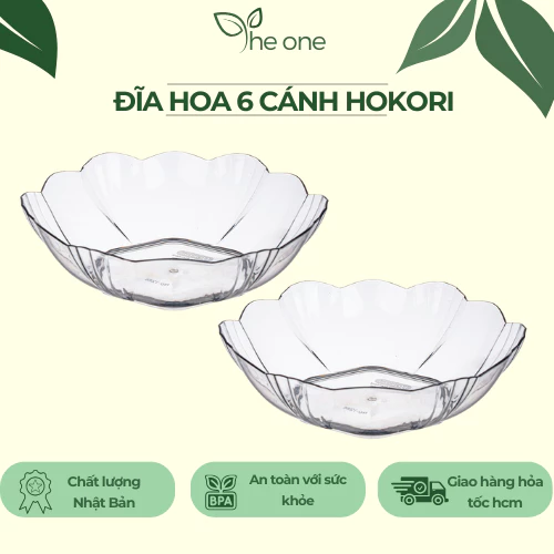 Đĩa nhựa nguyên sinh trong suốt Hokori 26cm, họa tiết kim cương, đĩa đựng bánh kẹo, hoa quả