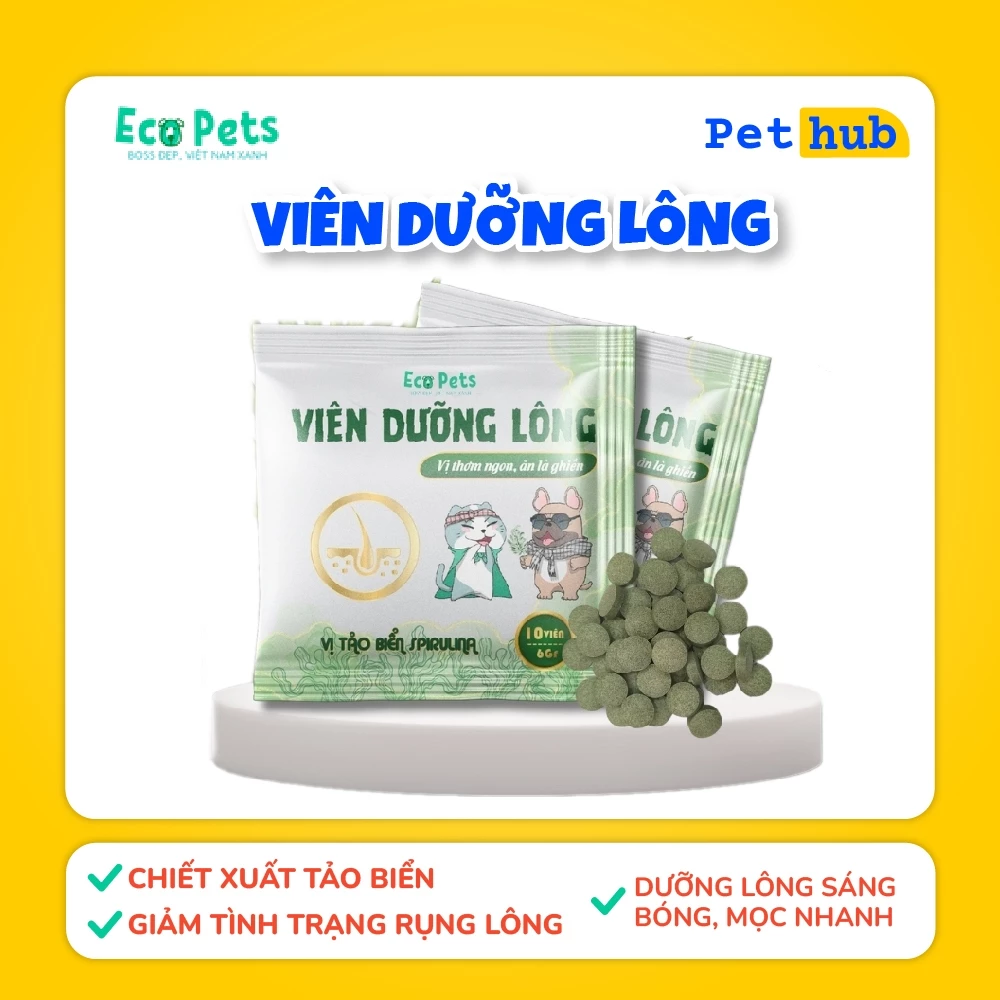 Viên Dưỡng Lông Cho Chó Mèo Ecopets - Hỗ Trợ Cải Thiện Tình Trạng Rụng Lông, Dưỡng Lông Sáng Bóng