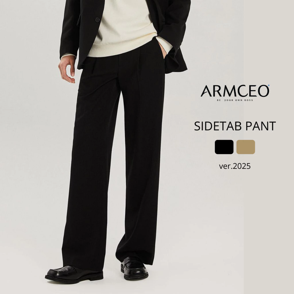 Quần ống suông rộng sidetab ARMCEO đen trơn tôn dáng che khuyết điểm siêu tốt chất liệu cotton spandex - AD01 Trơn