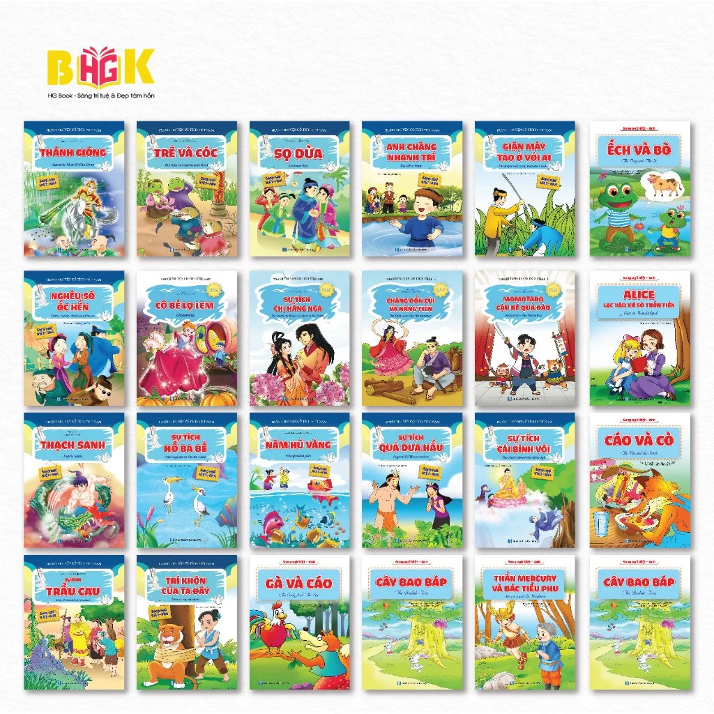 Truyện Bộ 20 cuốn,Bộ 10 cuốn,Bộ 5 cuốn Truyện Cổ Tích,Truyện Ngụ Ngôn,Truyện Kể Mầm Non Song Ngữ Việt-Anh