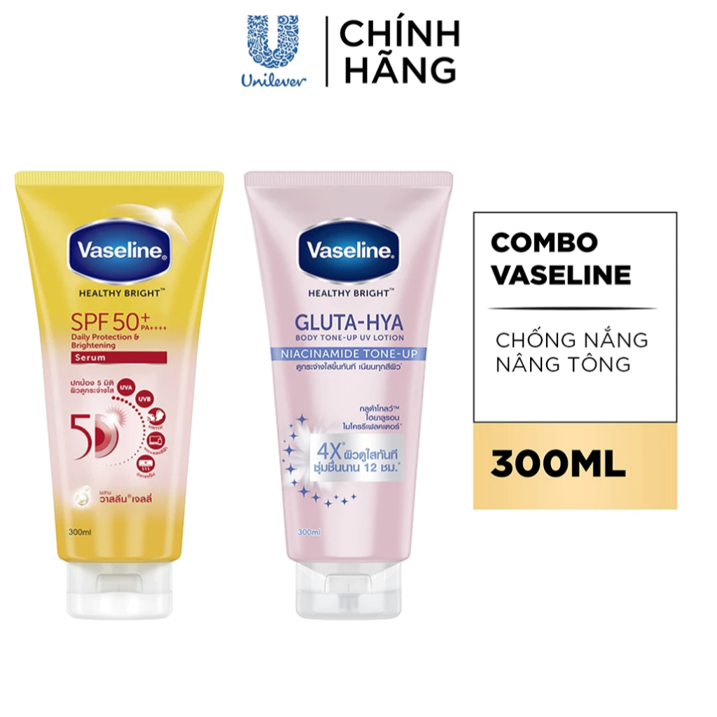 [LIVE] Combo Vaseline dưỡng ngày đêm chống nắng & nâng tông gấp 4 lần 300ml/chai