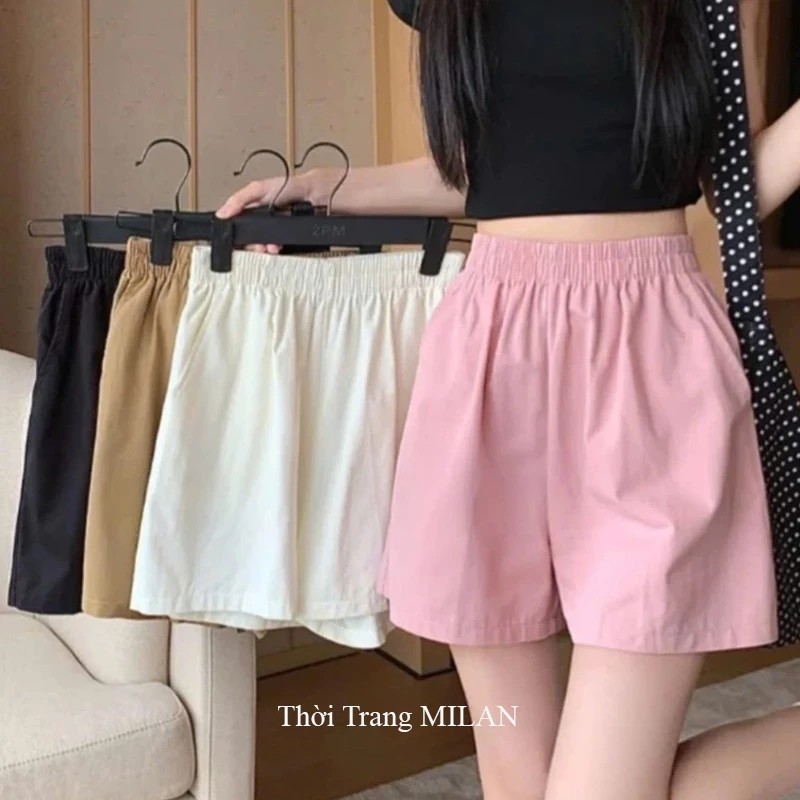 Quần đùi nữ mặc nhà mùa Hè đi biển M861 chơi thể thao gym màu Đen Hồng Trắng - Quần short ngắn vải gió mềm mát có túi
