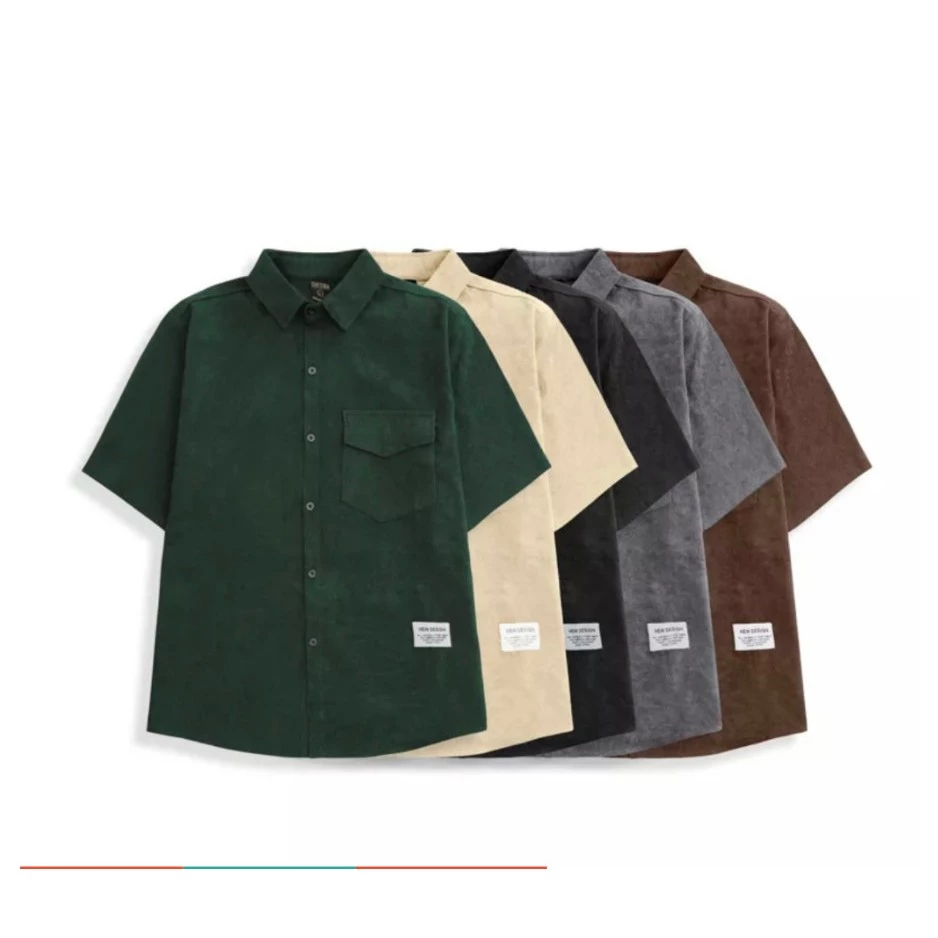 Áo sơ mi nam nữ tay ngắn chất nhung tăm cao cấp kiểu dáng form rộng, unisex, basic mặc cực đẹp